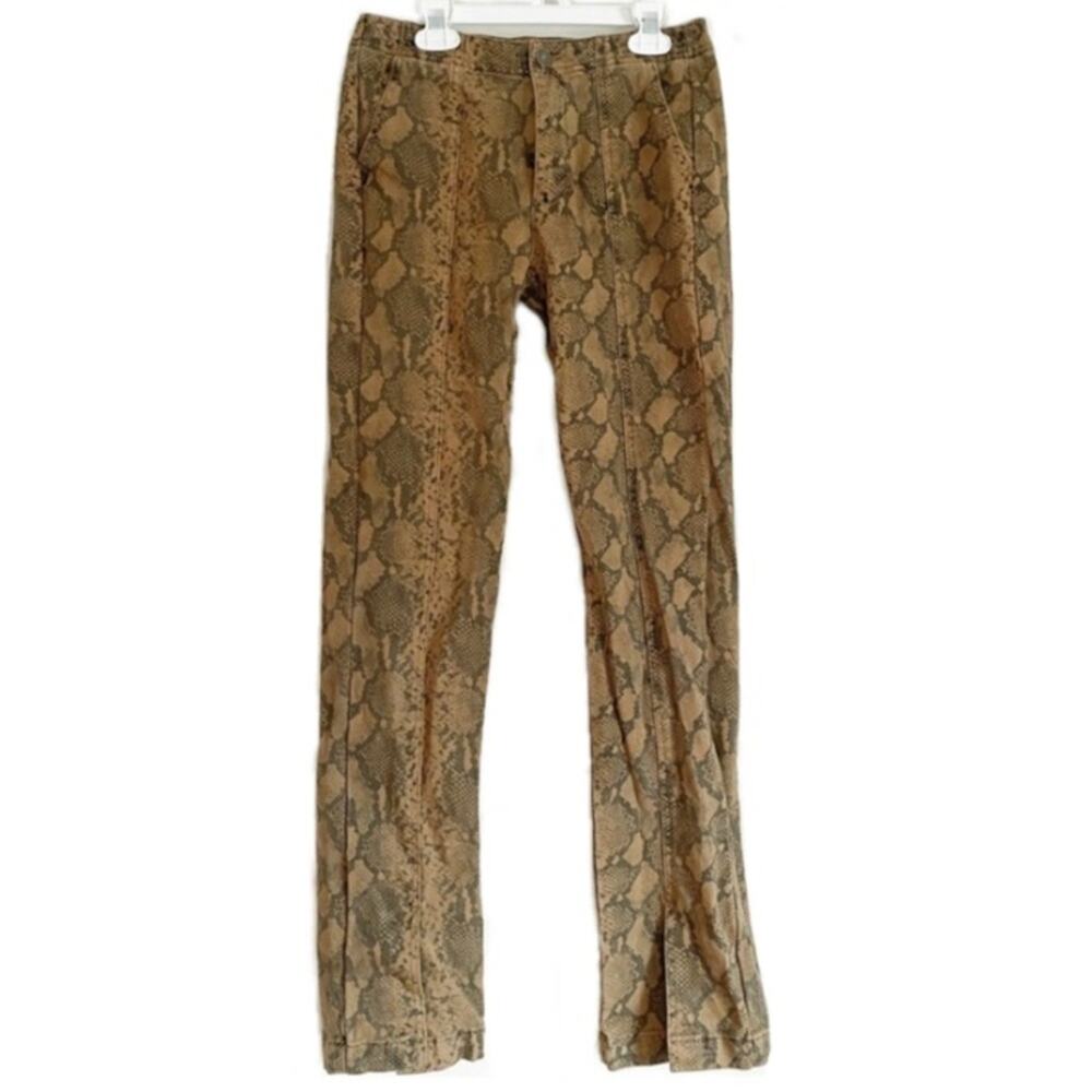 Pam & Gela Brown Snake-Print Boot Cut Pants